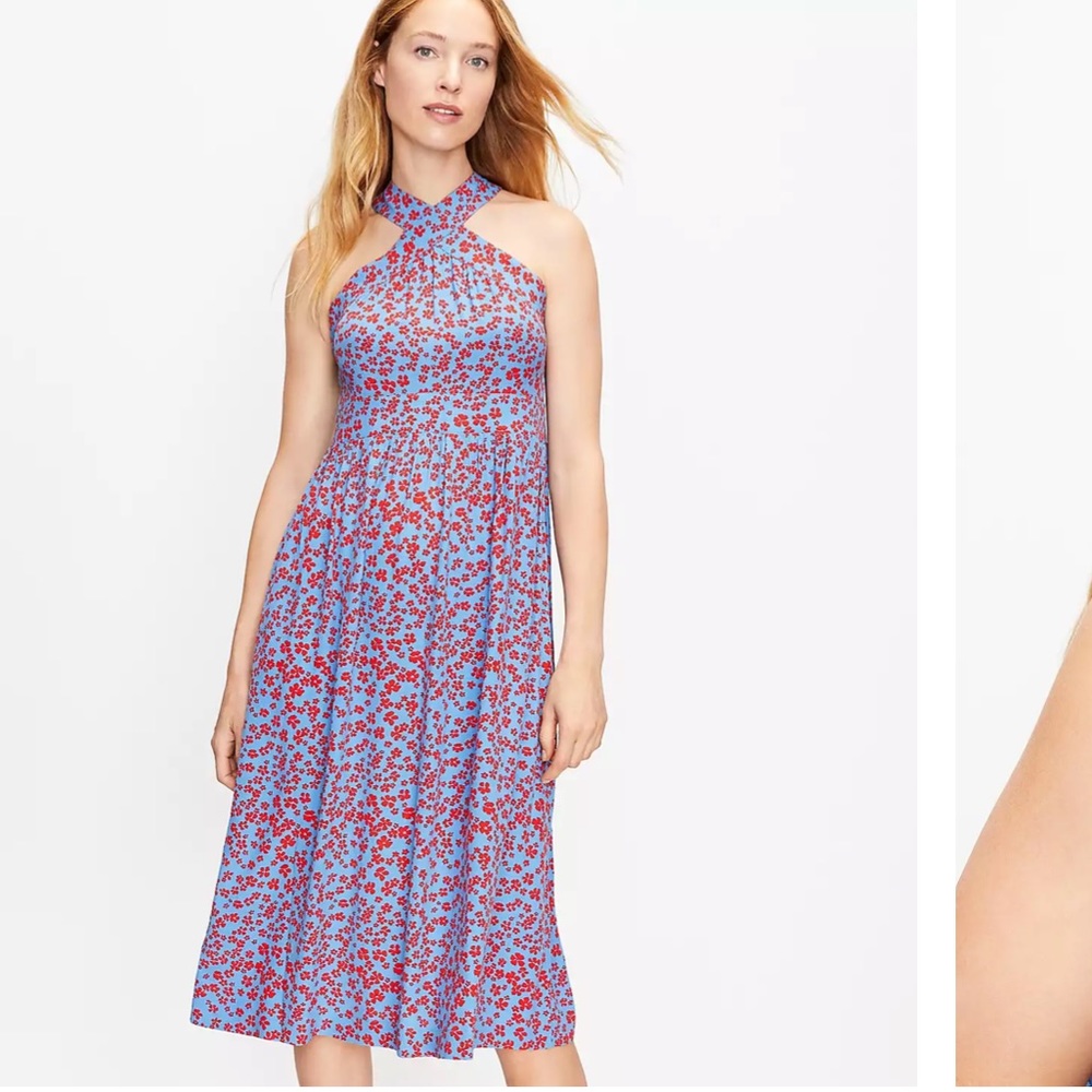 NEW LOFT Criss Cross Halter Dress